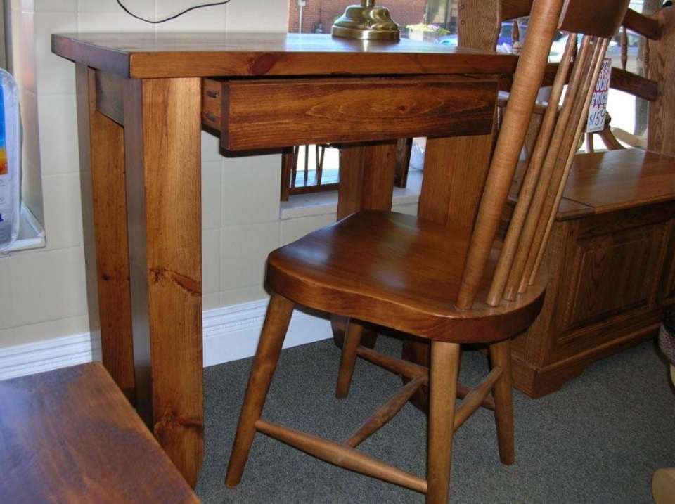 Rough Sawn Pine Sofa Table With Drawer