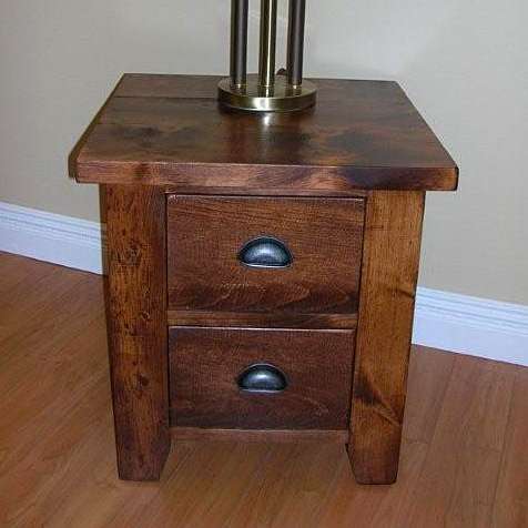 Rough Sawn Pine End Table With Drawers