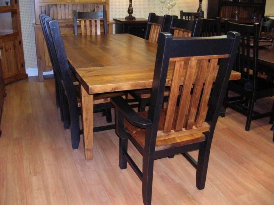 Rough Sawn Pine 7 Piece Table Set