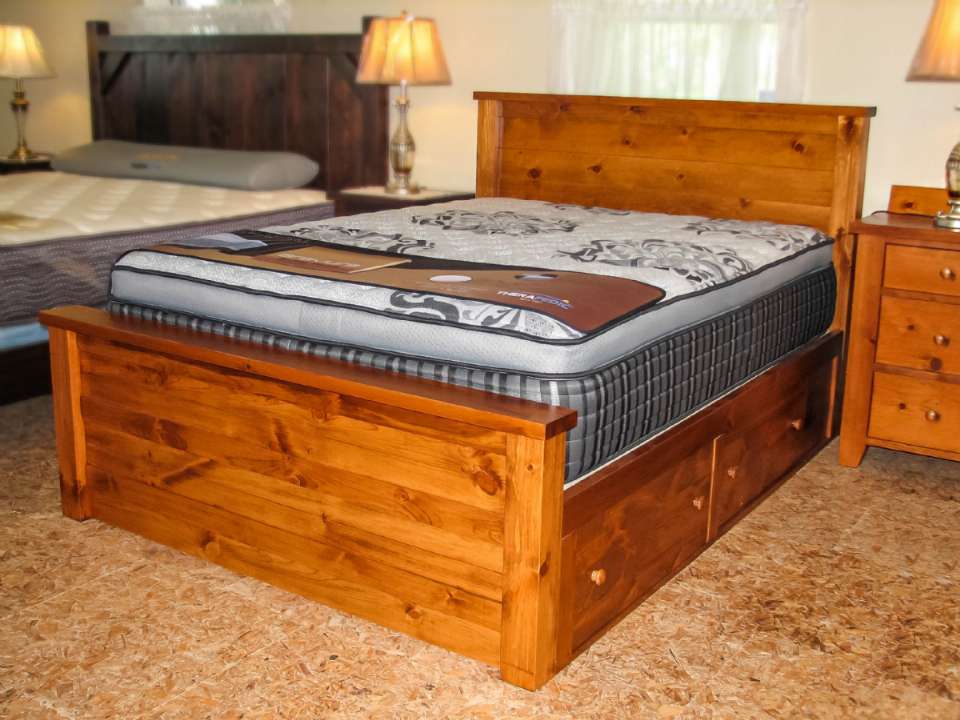 Pine Dakota Queen Size Bed with Storage Drawers